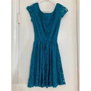 B.Darlin teal blue lace dress
